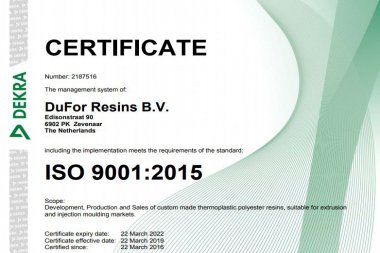 DuFor is recertified to latest ISO 9001:2015 Standard